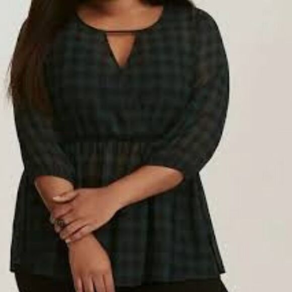 Torrid green Buffalo checked blouse - Picture 1 of 9